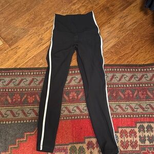 lululemon athletica Black Leggings with White Side Stripe